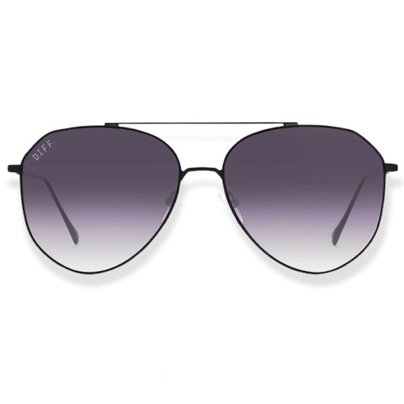 DIFF Jane Sunglasses Aviators Matte Black Frame Grey Gradient Lenses - Picture 10 of 10